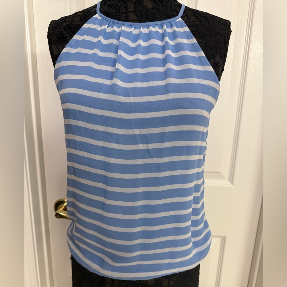 Express Blue and White Halter Tank Top
